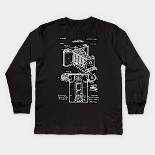 Photographic Camera Patent / Camera Blueprint / Camera Patent Illustration Kids Long Sleeve T-Shirt